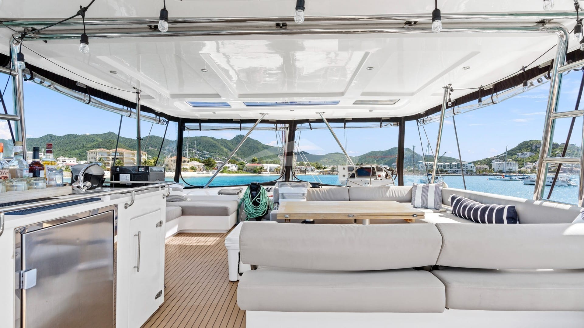 Flybridge lounging area