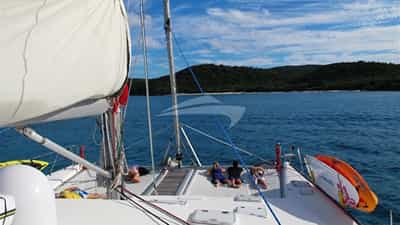 Lounging on the foredeck.