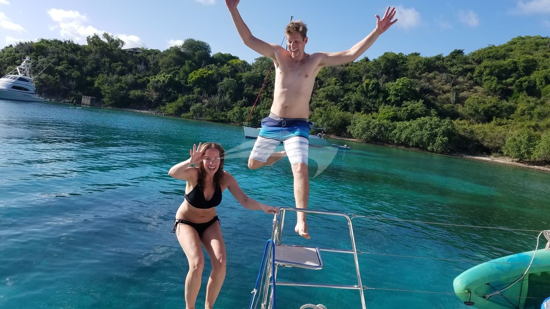 Jumping from the bow pulpit