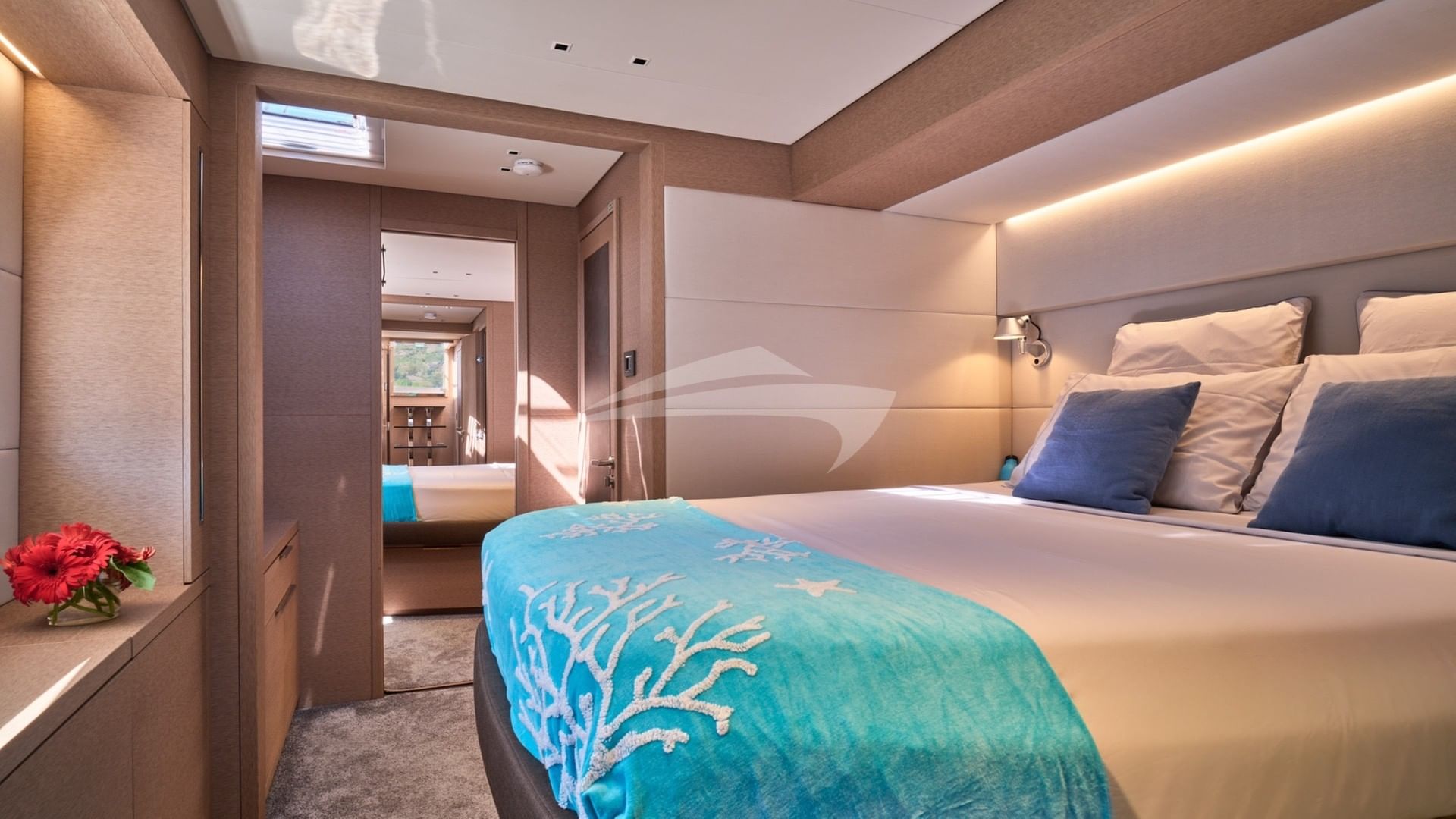 Guest cabin with door open to master