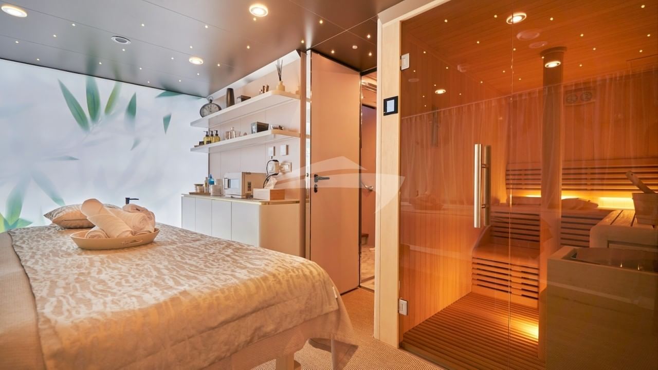 Lower deck massage & sauna room