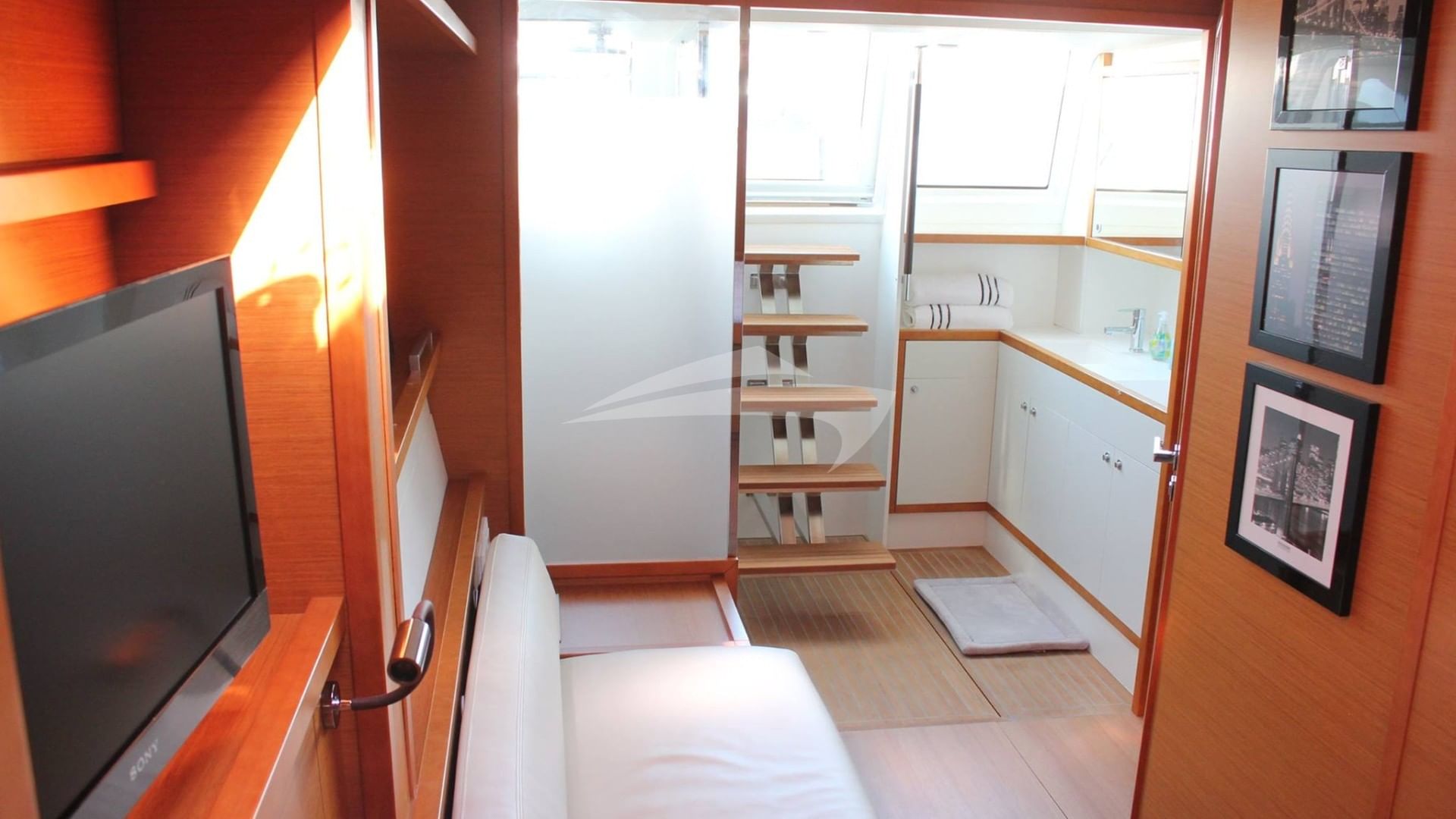 Master Cabin sitting area with aft deck access