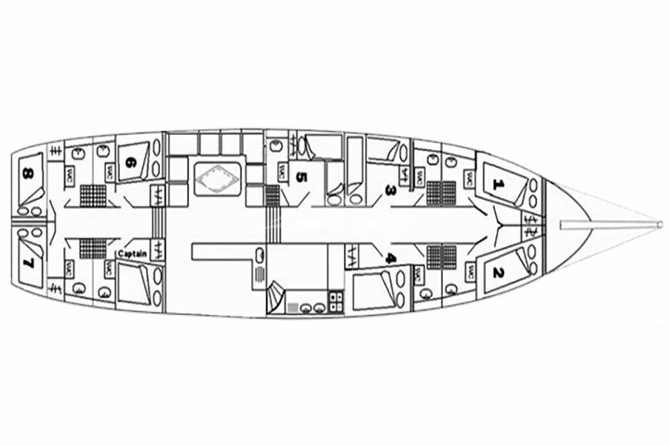 Luxury charter yacht layout diagram for SADRI USTA I