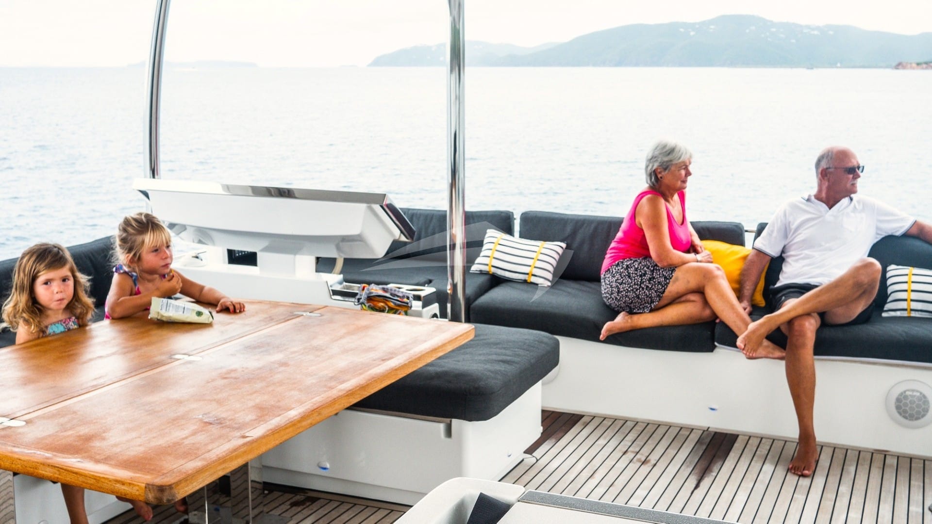 Philotimo's huge flybridge lounging area