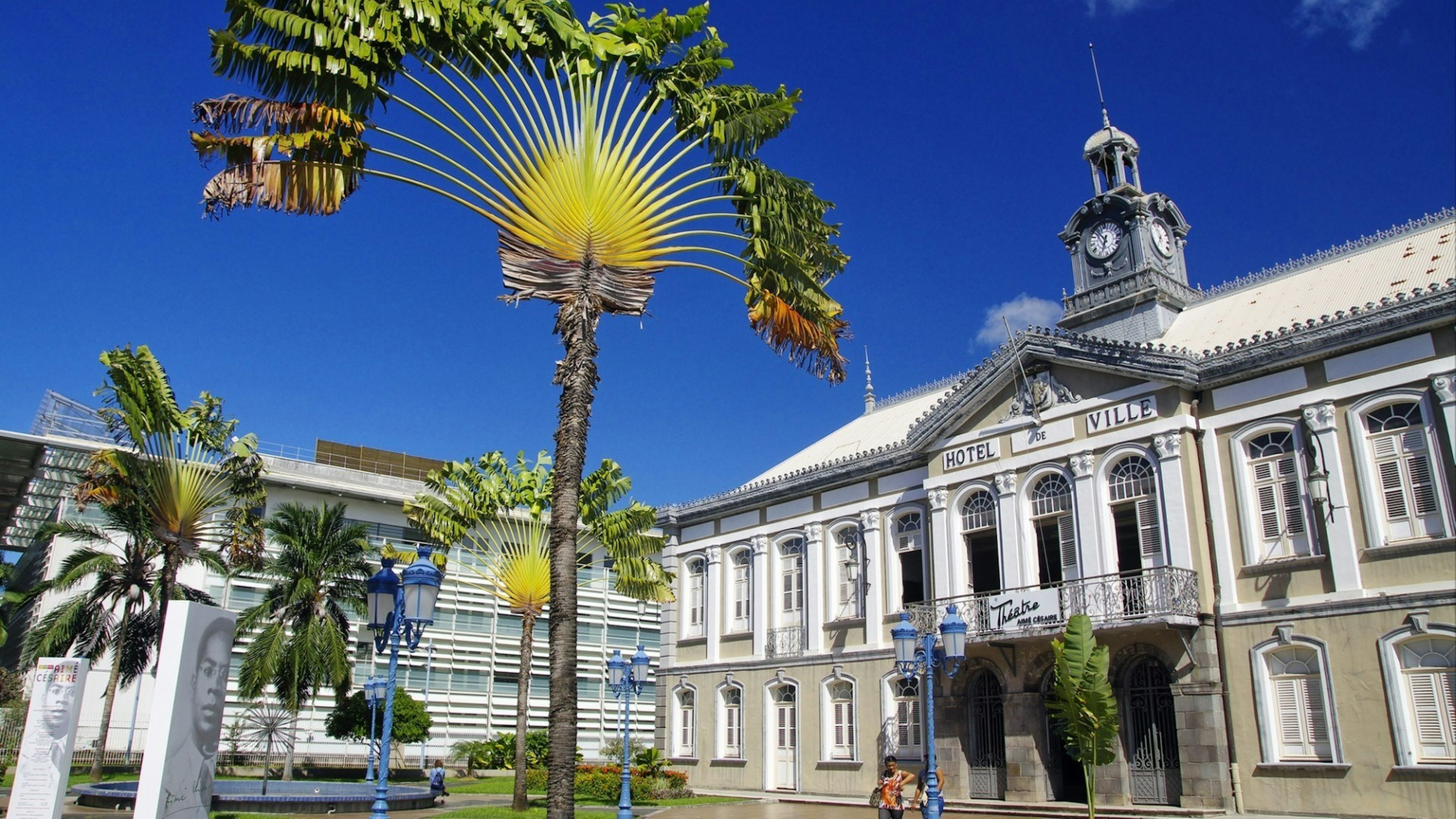 The ancient town hall of Fort-de-France and Aime Cesaire theater. Fort de France is the capital of Martinique island, Lesser Antilles