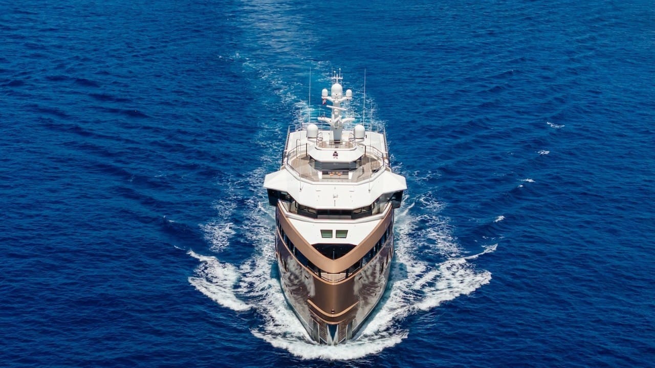 View of the bow underway