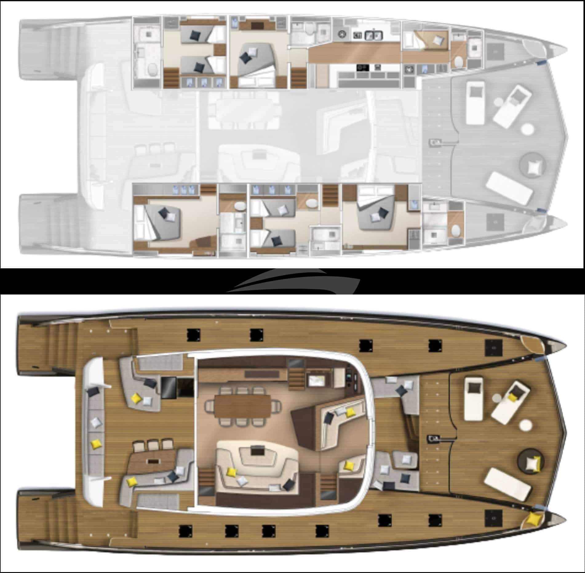 Luxury charter yacht layout diagram for SIETE MARES