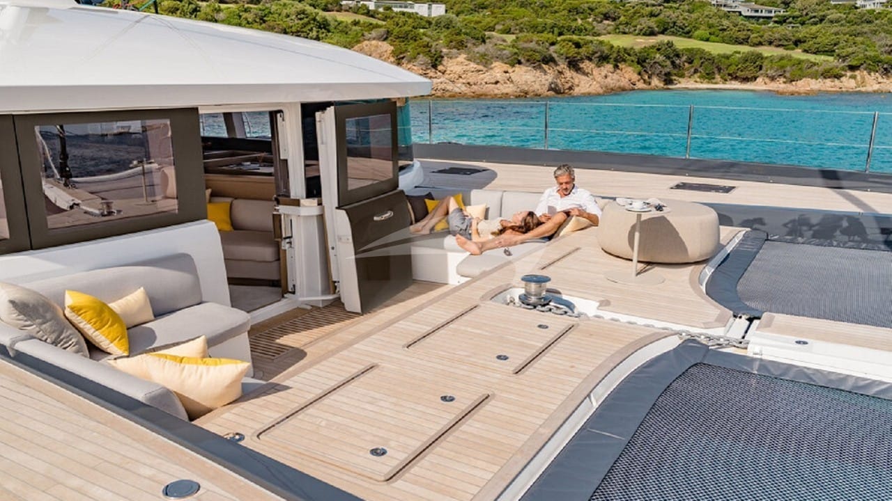 sistership Lagoon 77 front deck