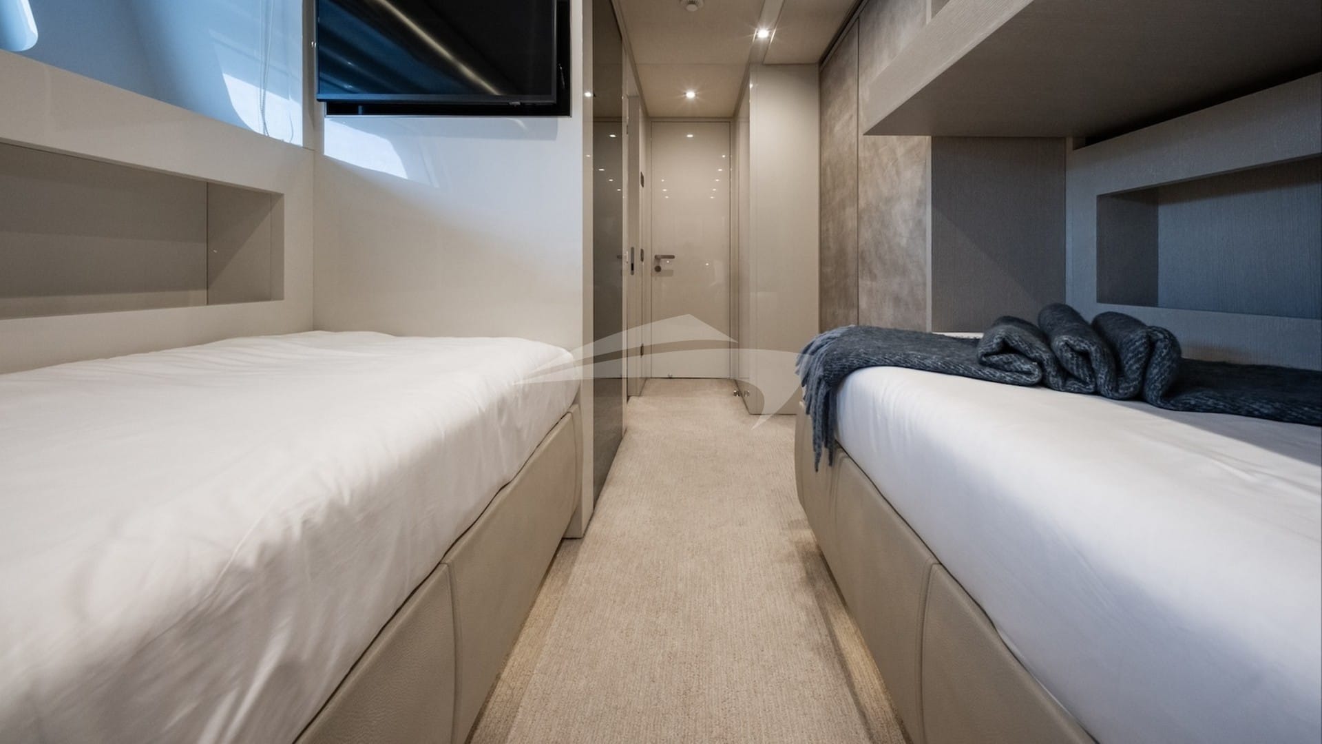 Twin stateroom with 45" Smart TV