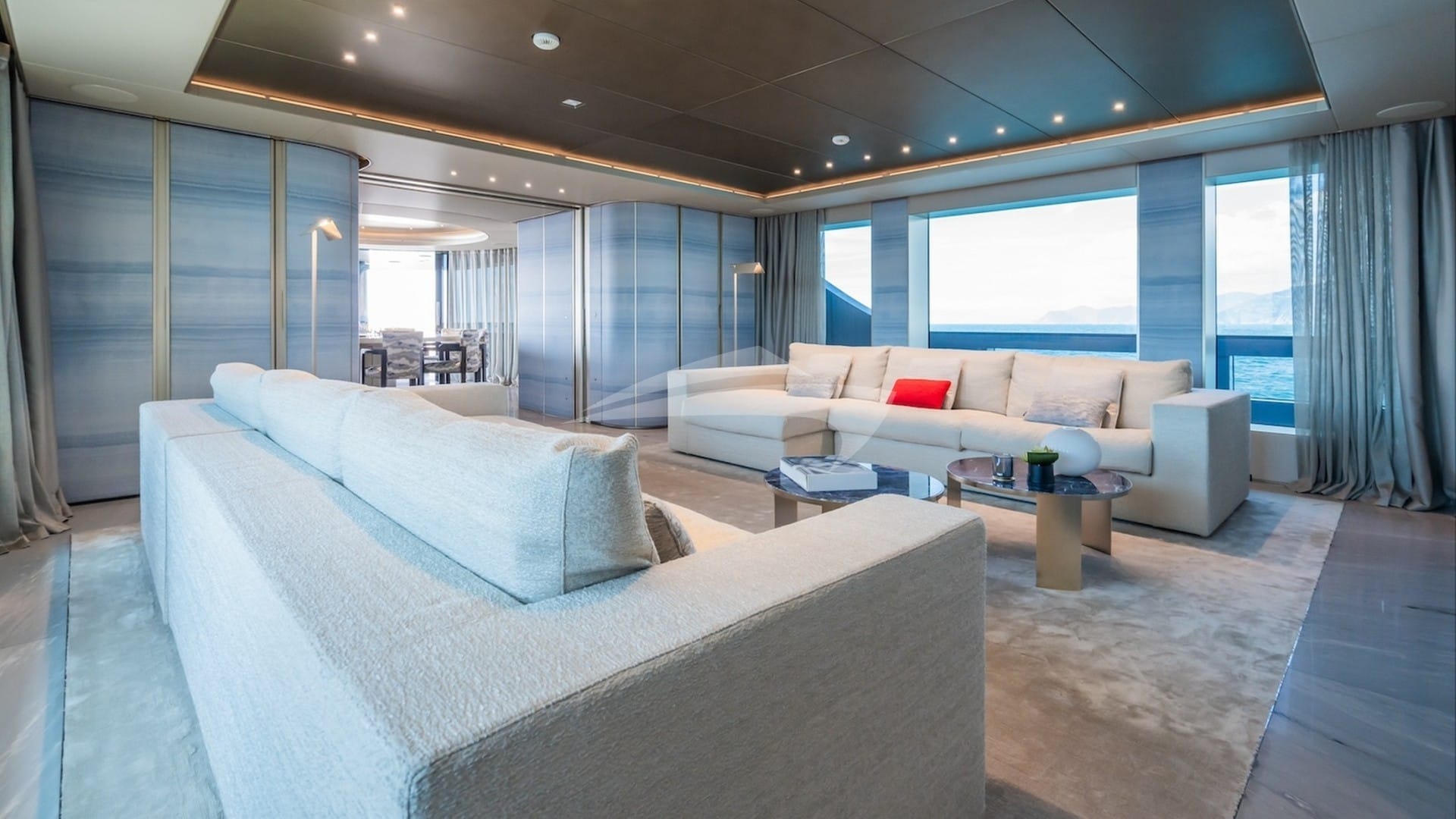 Main saloon leading to dining and main deck aft