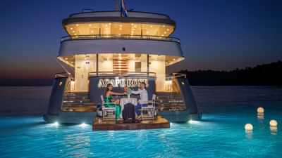 Romantic meal on platform