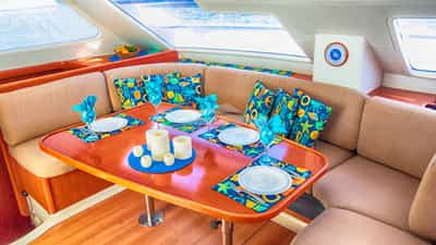 Saloon seating and dining area