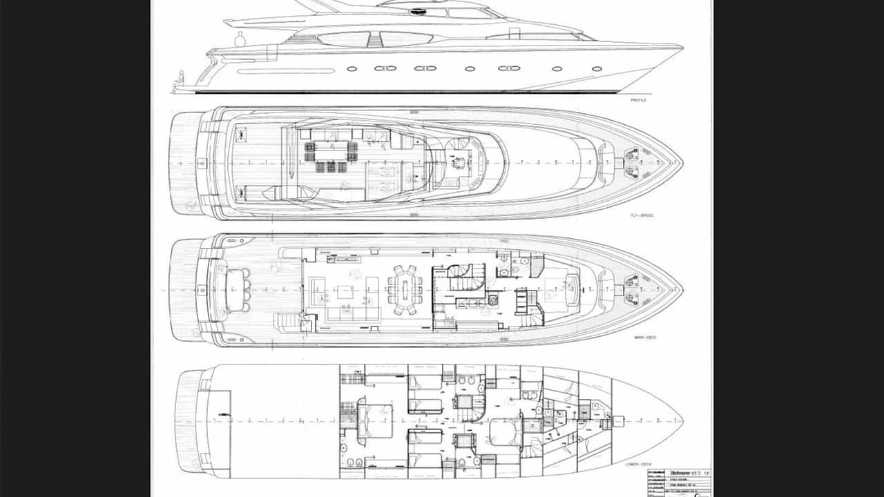Luxury charter yacht layout diagram for DIVINE