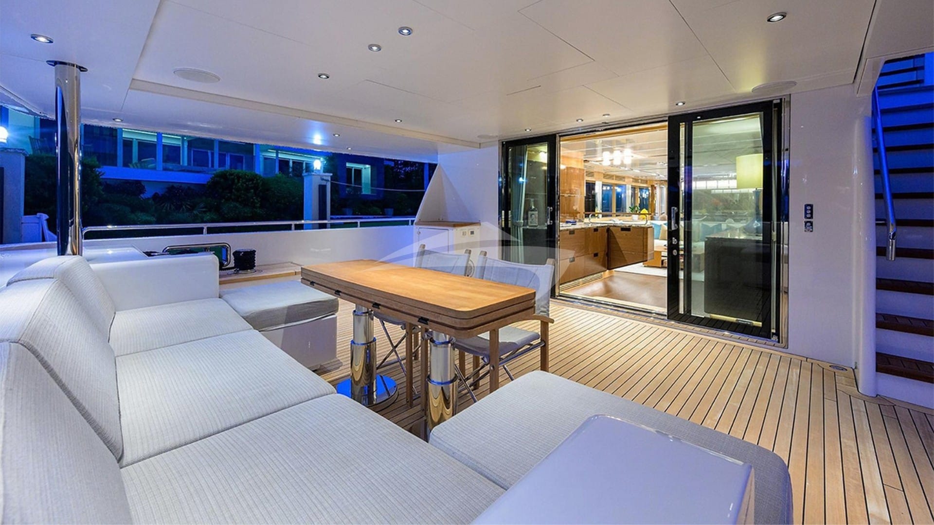 Aft Deck Seating at Night