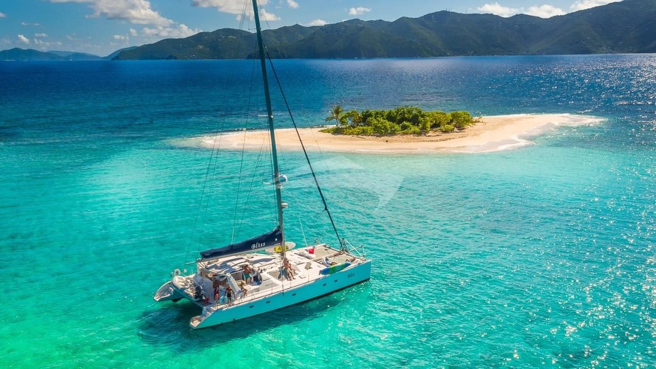 Anchored off a sandy islet