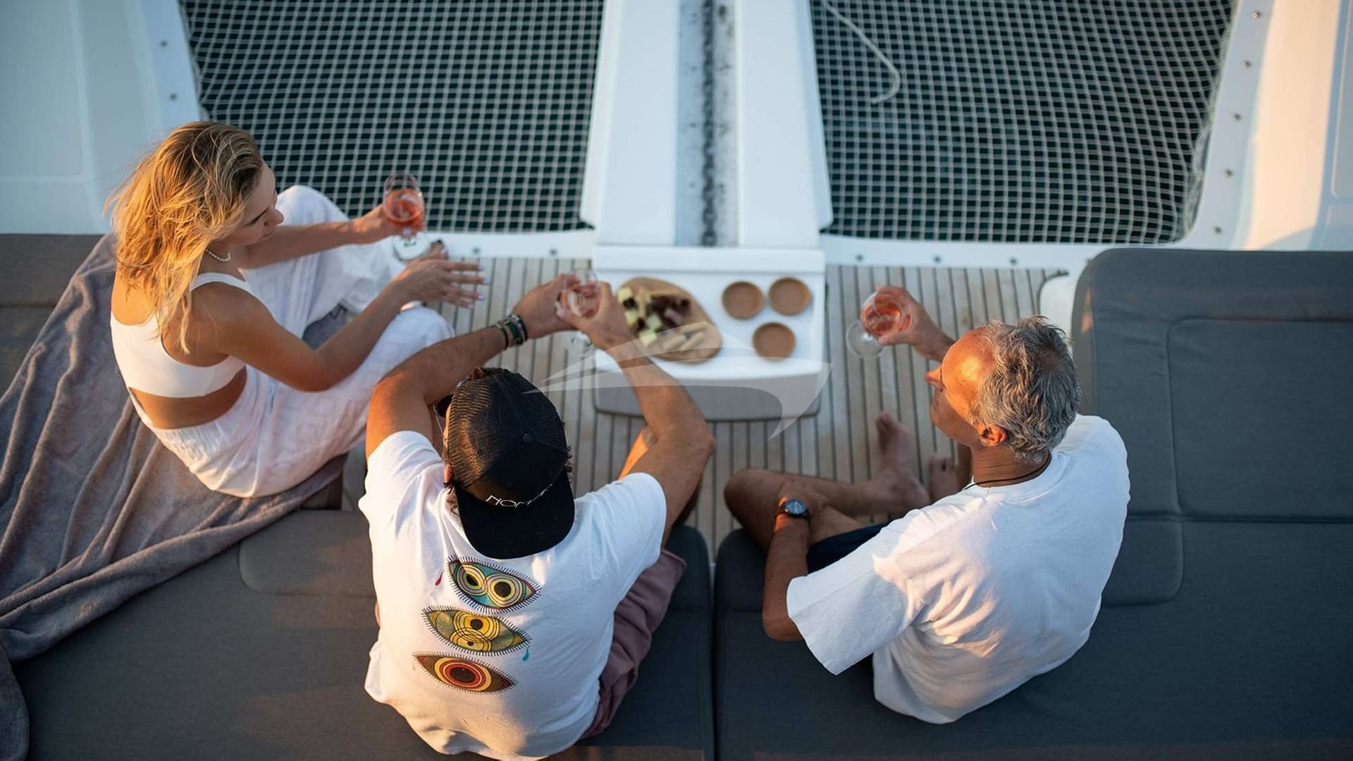 Sundowner cocktails on foredeck