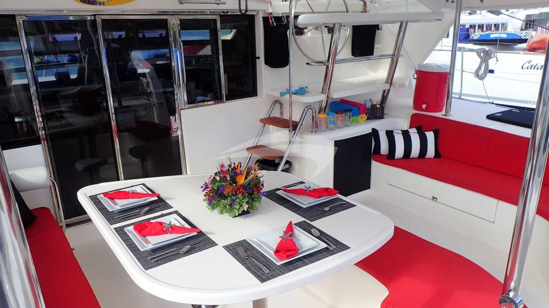 Dining in the cockpit