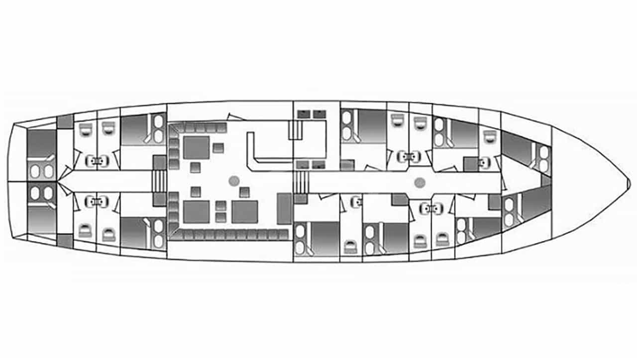 Luxury charter yacht layout diagram for LUCKY YOU