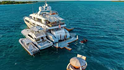 Available for a package charter with both vessel seen in picture (132' Trident and 32' Invincible). This package is separate from "Reel Deal" charters. Please see Motor Yacht "Package Deal" from details.