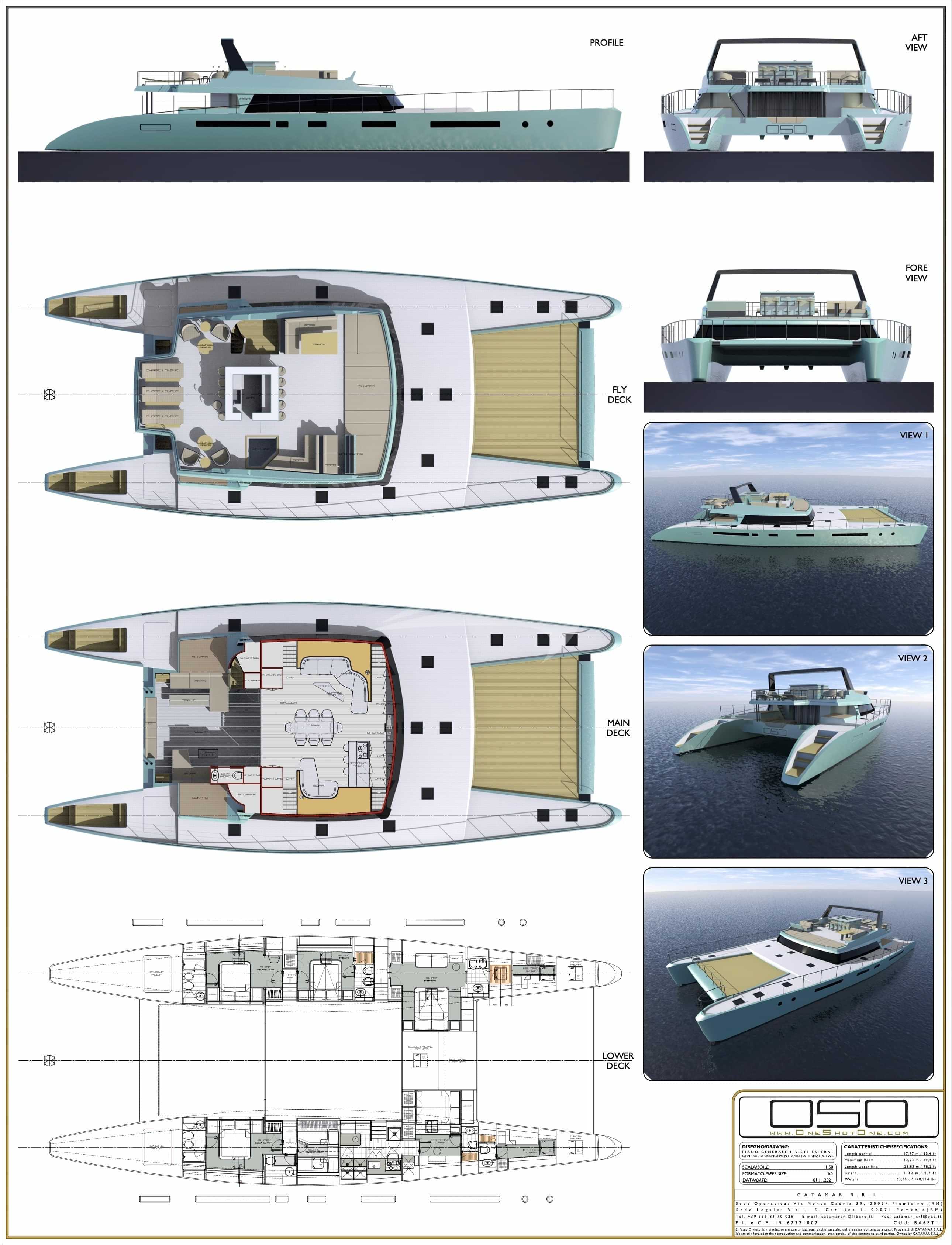 Luxury charter yacht layout diagram for ONE SHOT ONE