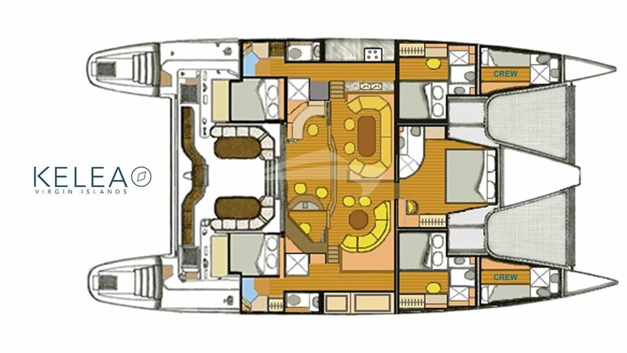 Luxury charter yacht layout diagram for KELEA