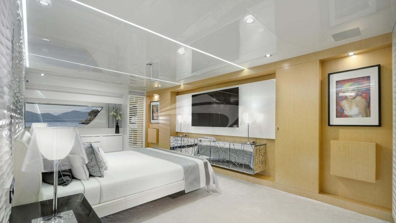 Master stateroom with Smart TV