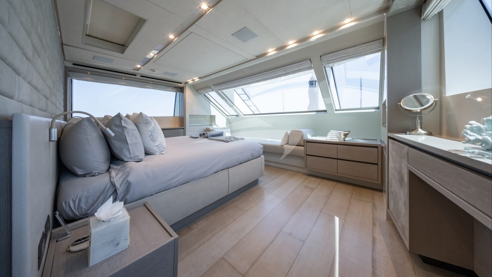 Master stateroom is full beam