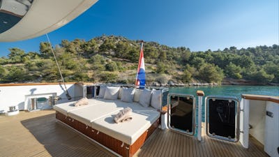 aft deck sunbathing and relaxation
