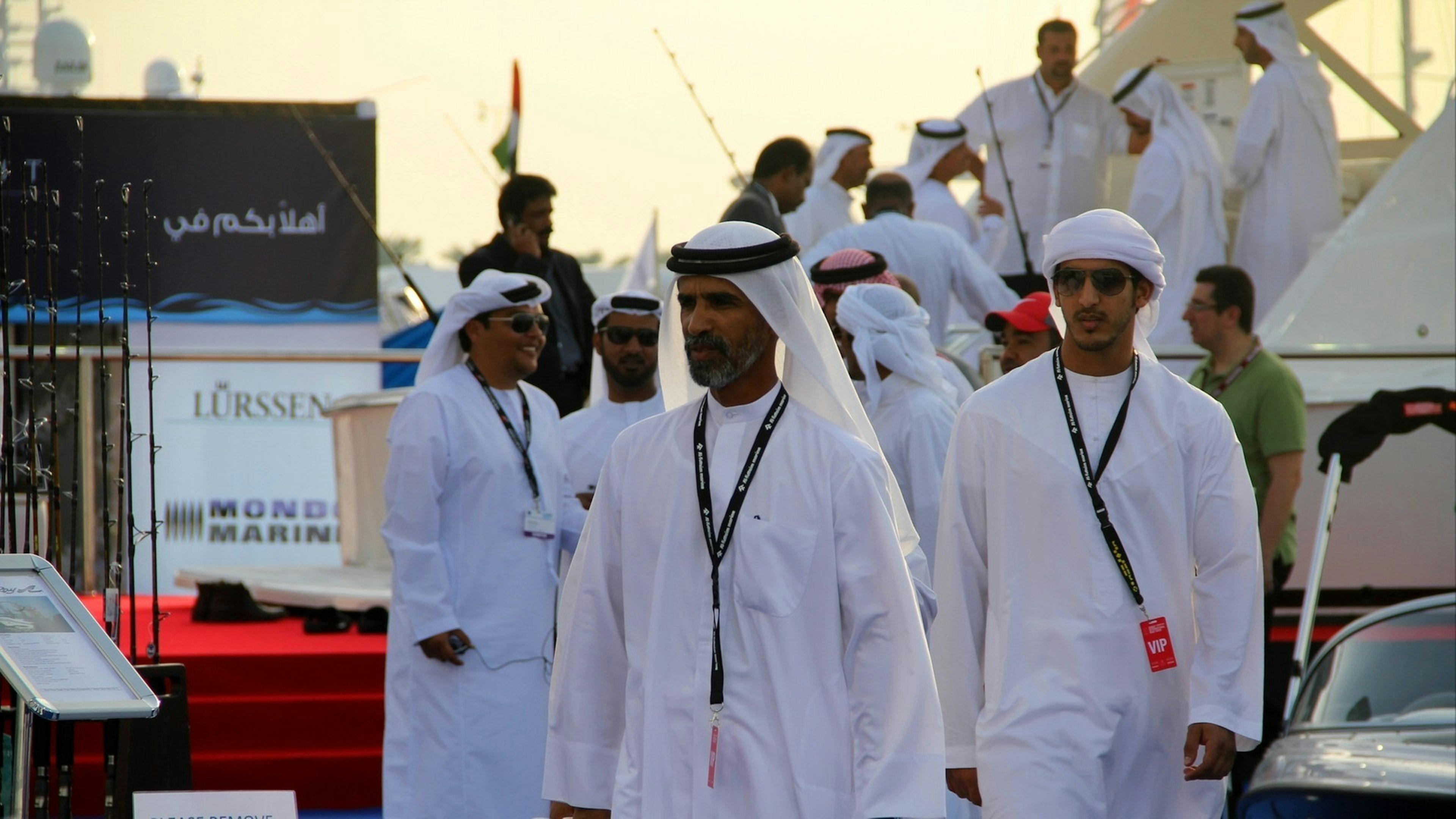 Trade visitors during Dubai International Boat Show at Dubai Marina Yacht Club