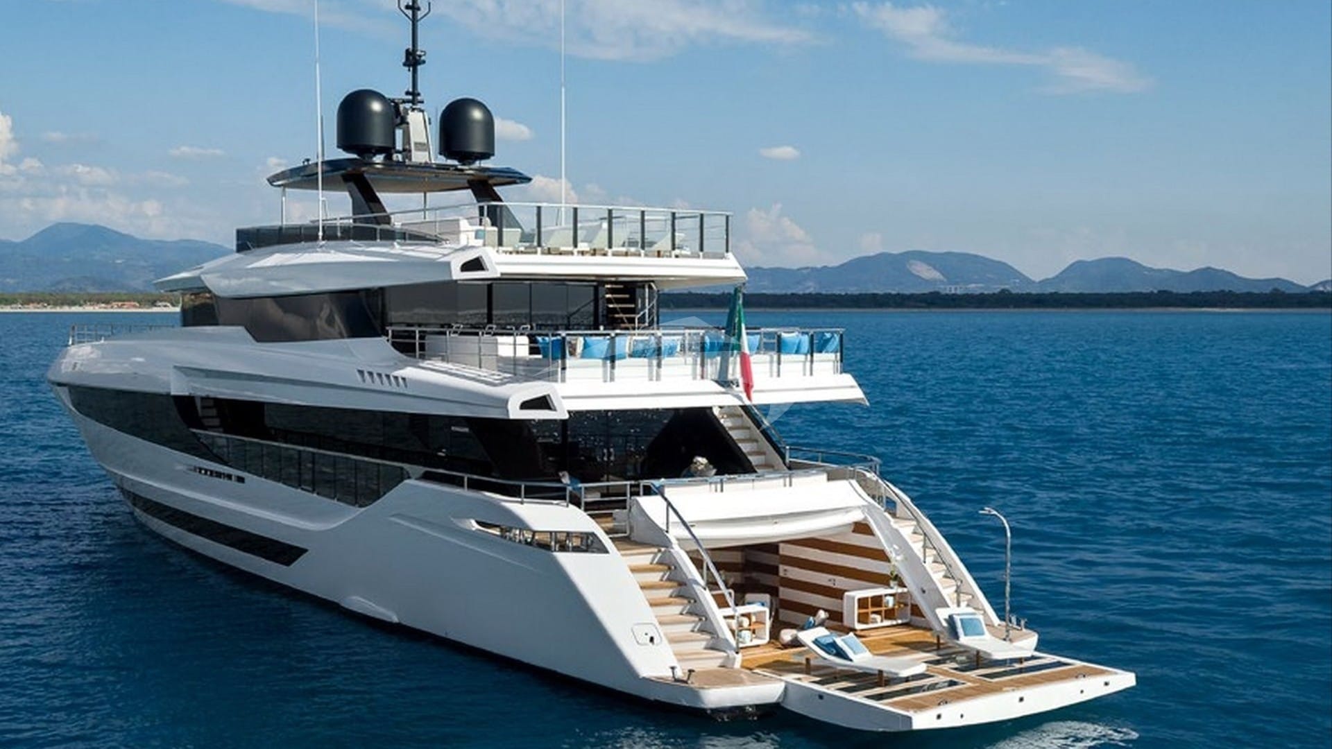 At anchor with swim platform open