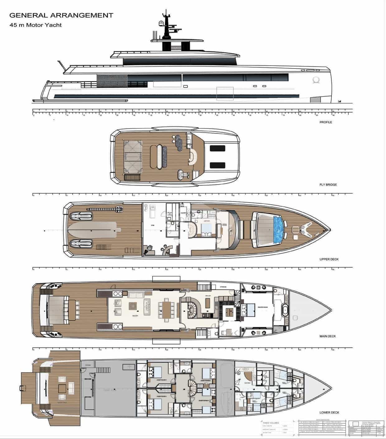 Luxury charter yacht layout diagram for AQUARIUS
