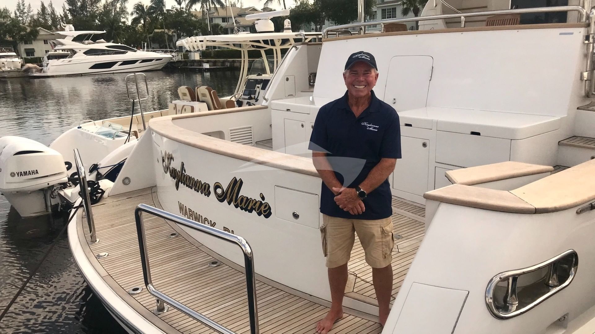 Captain Randy on the swim platform - aft deck shot