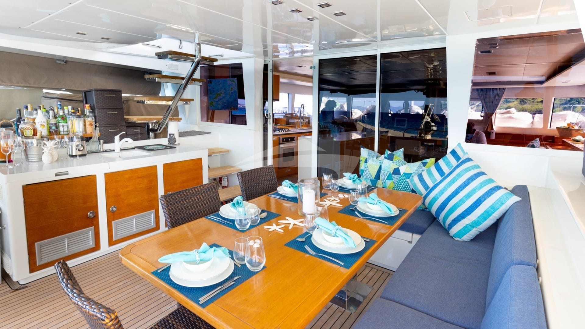 The cockpit dining area