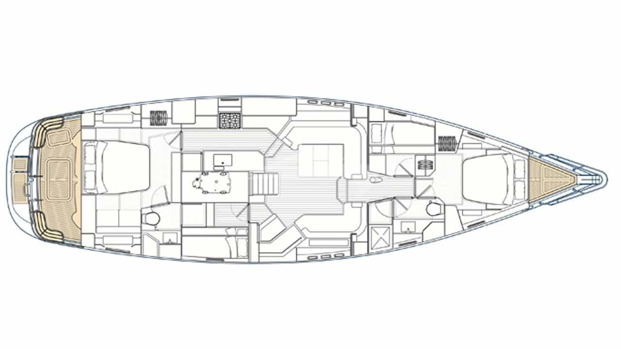 Luxury charter yacht layout diagram for SPIRIT