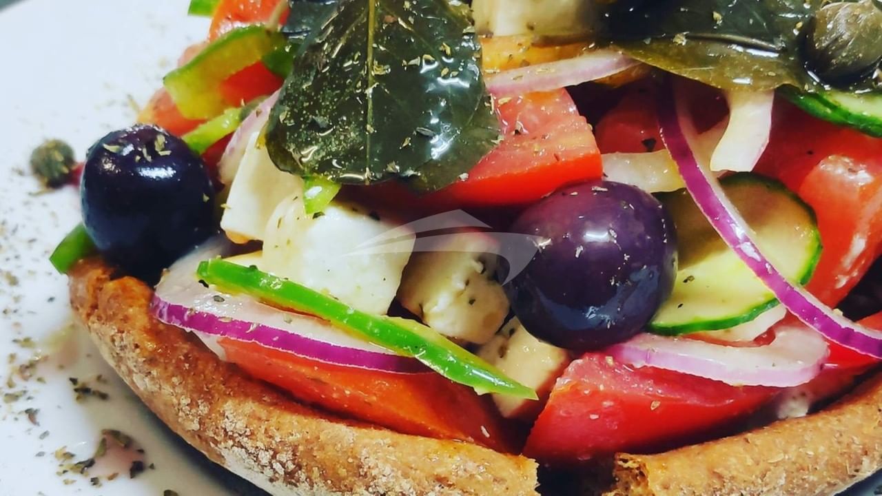 Greek salad on a rusk