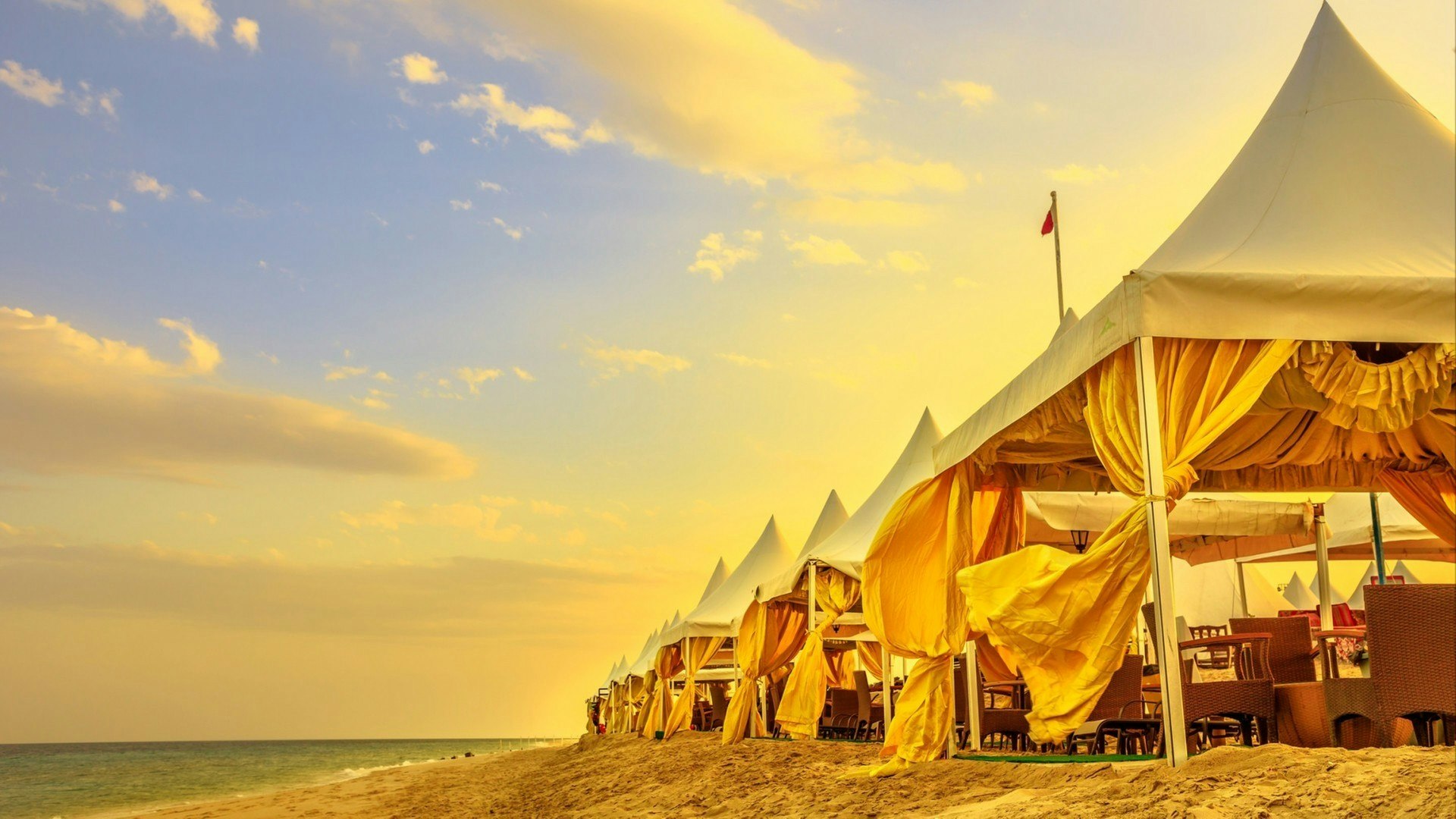 Luxurious tents at desert beach camp