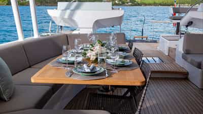 deck tables can convert to a lounge when not in use