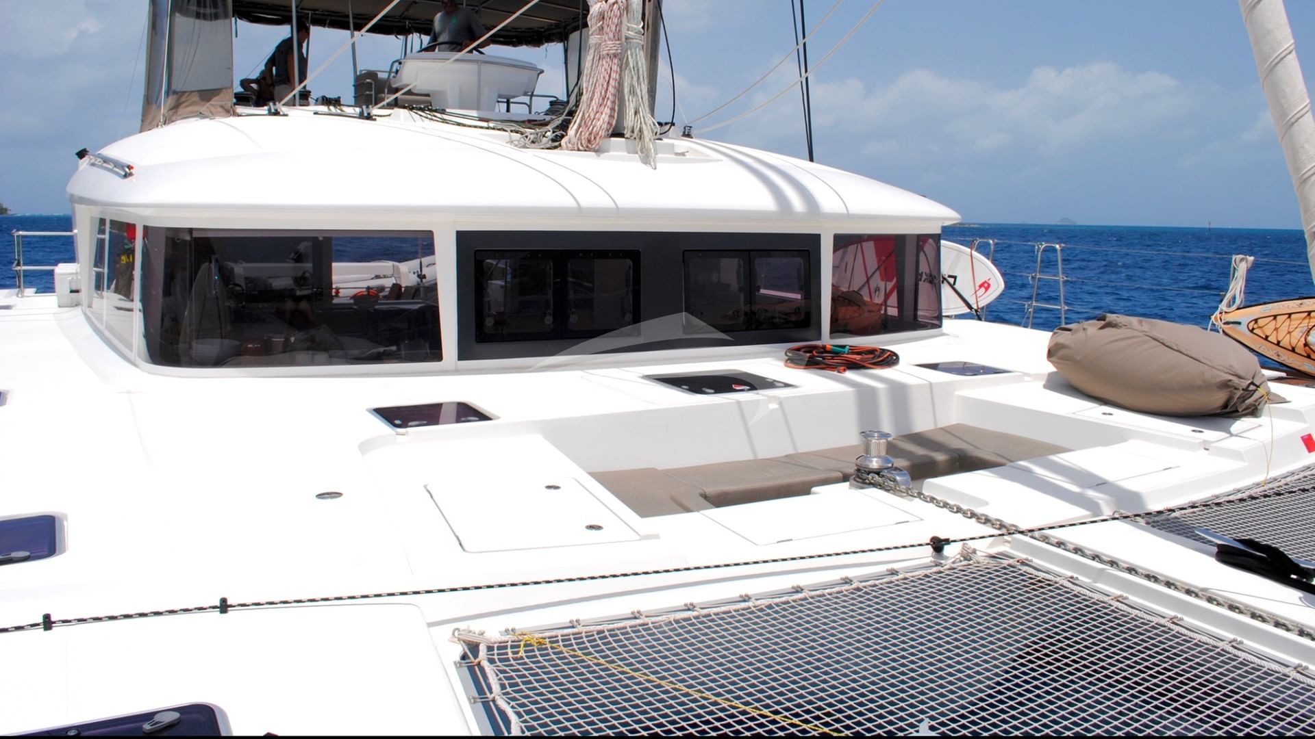 Foredeck trampolines & chill out area