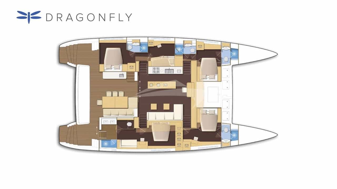 Luxury charter yacht layout diagram for DRAGONFLY