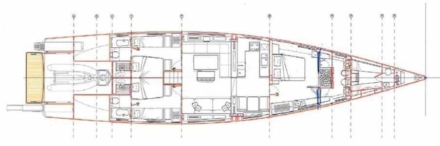 Luxury charter yacht layout diagram for LUCE GUIDA