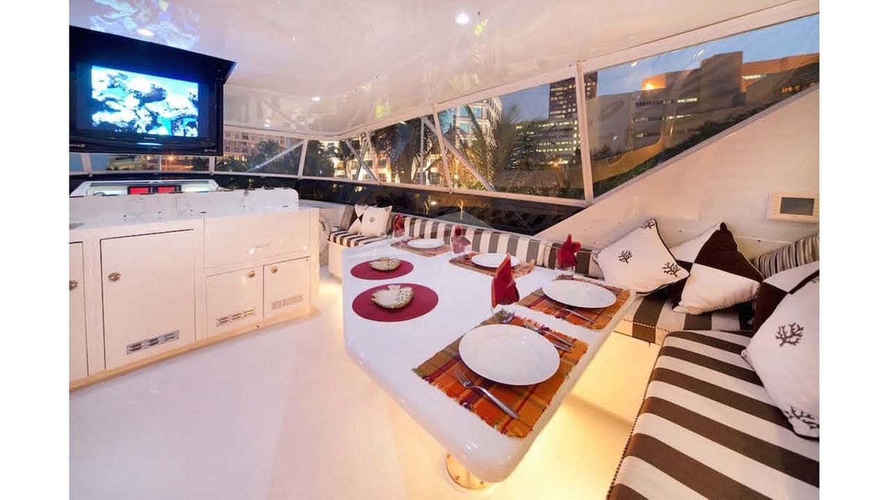 Flybridge lounging area