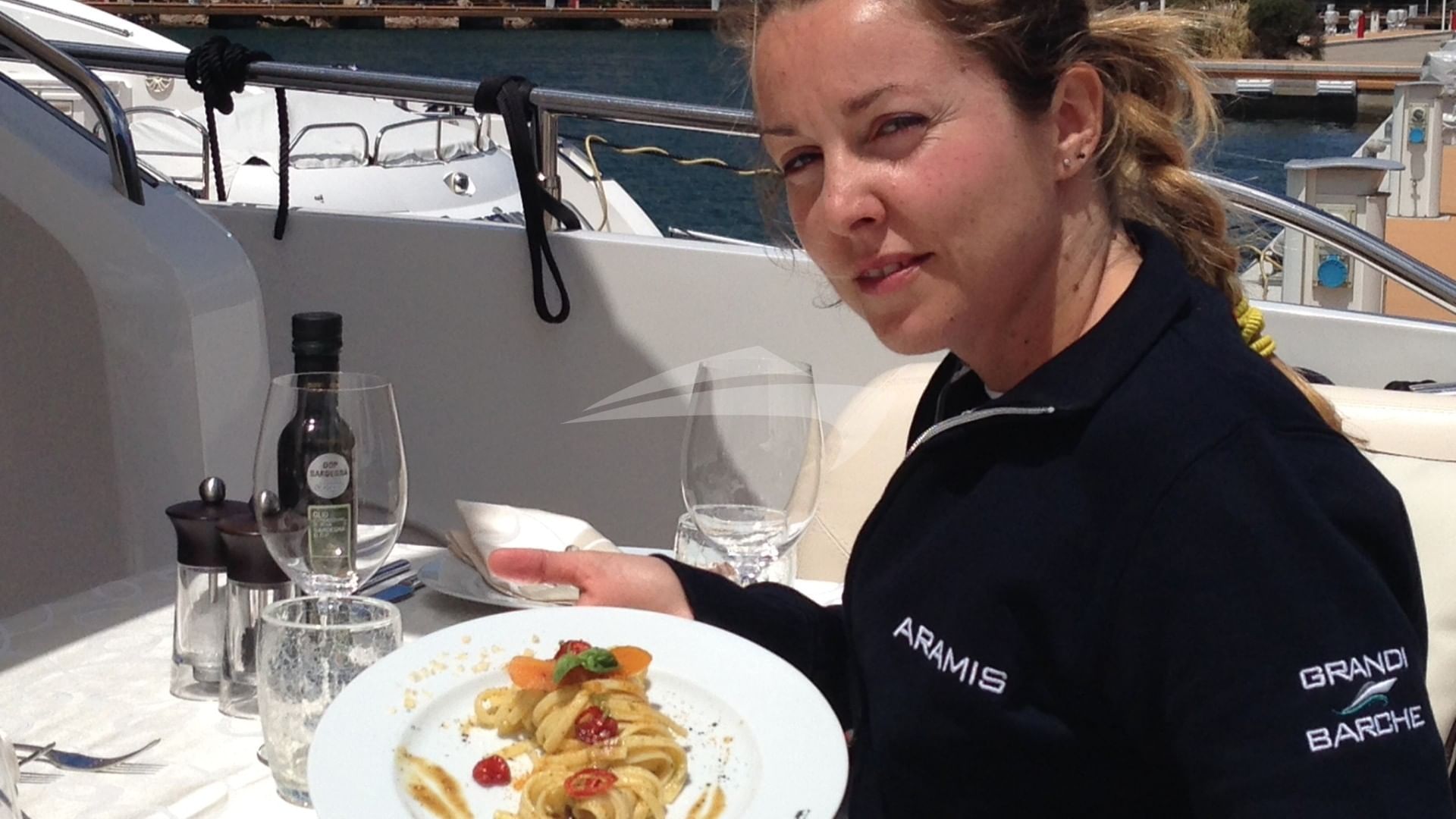 Elna with her "Linguine allo scoglio"