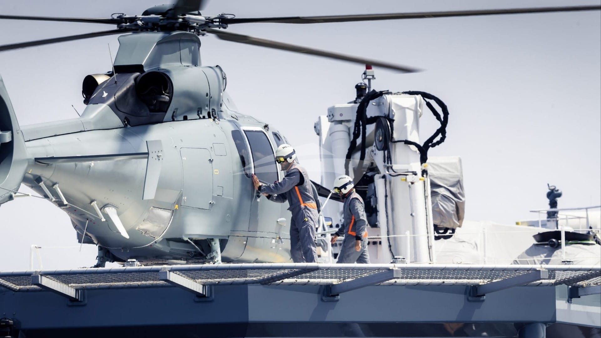 Helipad with helicopter