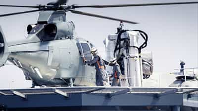 Helipad with helicopter