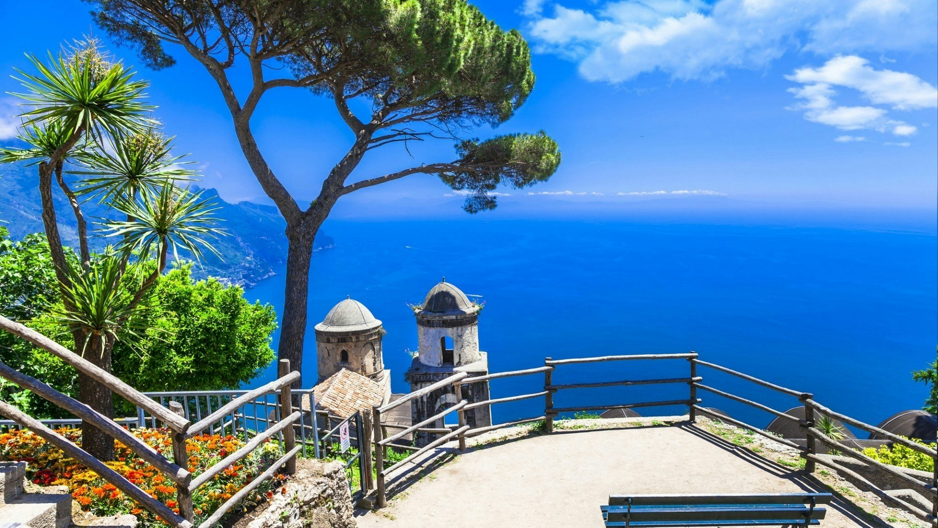 beautiful Ravello village, view with church. Amalfi coast, Ital