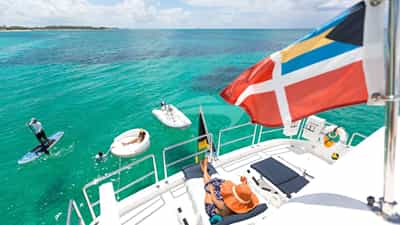 Sunning on the flybridge deck