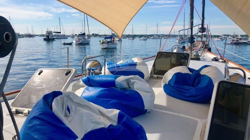 Sun shade and bean bags for relaxing