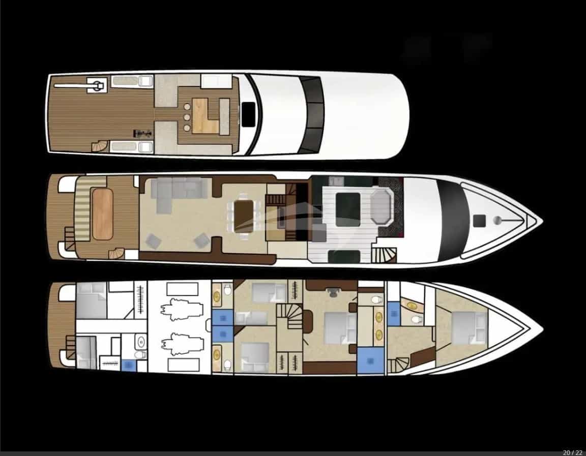 Luxury charter yacht layout diagram for BLACKWOOD
