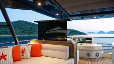 Sundeck seating and outdoor TV