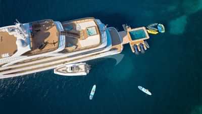 Aft decks and inflatable swim pool